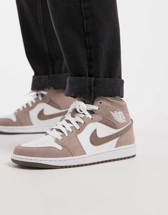 Nike Jordan Nike - Air Jordan 1 mid - Sneakers marroni e bianche-Marrone