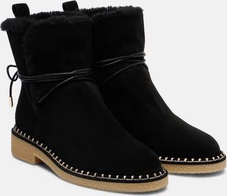 Aquazzura Megeve shearling-trimmed suede ankle boots