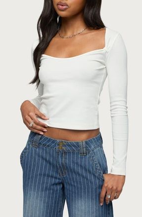 Edikted Ximena Long Sleeve Top in White at Nordstrom, Size X-Large