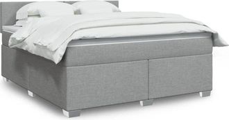 vidaXL Vidaxl - Cama Box Spring Con Colch&oacute;n Tela Gris Claro 180x200 Cm