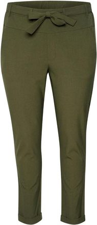Kaffe Curve Elastische Taille Riem Broek Druivenblad - Dames - Slim Fit Broeken - Groen - 3XL - Broeken