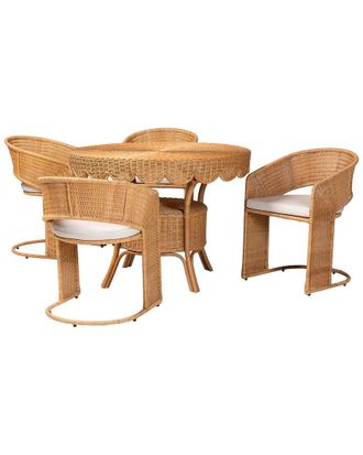 Baxton Studio Arisu Bohemian Rattan 5Pc Dining Set