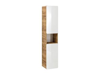 Vente-Unique Armario de ba&ntilde;o en color natural y blanco - L35 x l32 x Alt. 170 cm - ARUBA