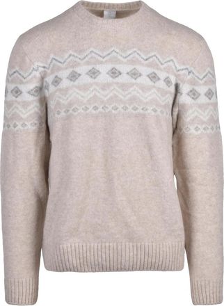 Eleventy Cashmere Silk Blend Crewneck Sweater with Geometric Pattern