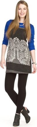 Papillon Paisley Place Print Color Block 3/4 Sleeve Dress In Charcoal