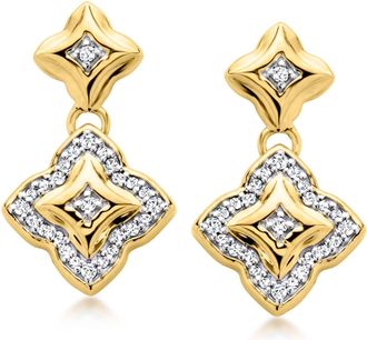 Ross-Simons Diamond Drop Earrings in 18kt Gold Over Sterling