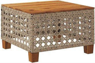 vidaXL Mesa De Jard&iacute;n Rat&aacute;n Sint&eacute;tico Madera Acacia Beige 55x55x36 Cm Vidaxl