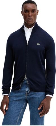 Lacoste Cardigan met hoge hals en rits - Heren - Truien - Blauw - Maat: M Katoen