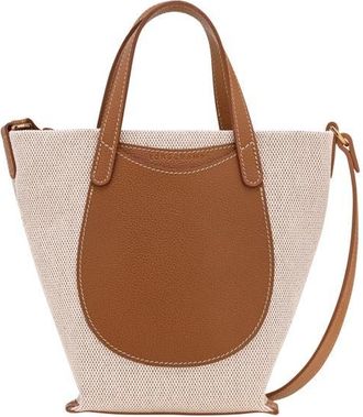 Longchamp Extra Small Le Foulonne Toile Cotton Canvas & Leather Tote in Caramel at Nordstrom