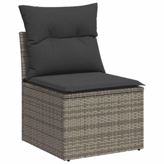 vidaXL Silla De Jard&iacute;n Sin Reposabrazos Con Cojines Rat&aacute;n Pe Gris Vidaxl
