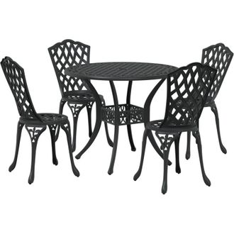 vidaXL Juego De Comedor De Jard&iacute;n 5 Piezas Aluminio Fundido Negro Vidaxl