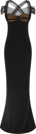 Nensi Dojaka Black Draped Padded Cup Maxi dress