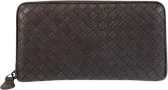 Bottega Veneta Pre-owned Wallets, male, Brown, Size: ONE SIZE Pre-owned Intrecciato Leather Long Wallet