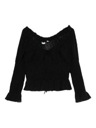 D&ocirc;en scoop neck long sleeve top - Black