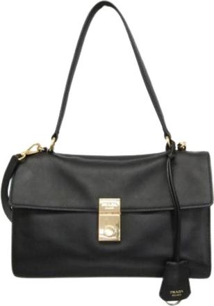 Prada Pre-owned Handbags, female, Black, Size: ONE SIZE Pre-owned Soft Sound Medium Handbag