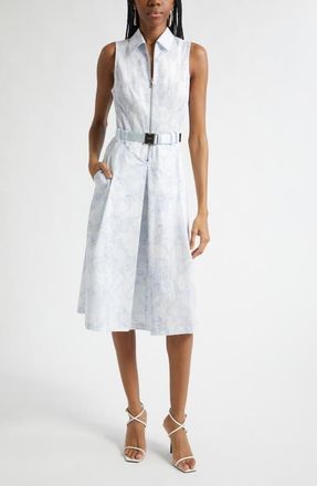 L'agence Kylo Floral Belted Shirtdress in Ivory/Pl Mst Blue Lace Print at Nordstrom, Size 2