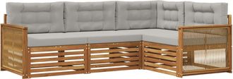 vidaXL Conjunto De Sof&aacute;s De Exterior 4 Uds. Natural Y Gris Claro Vidaxl
