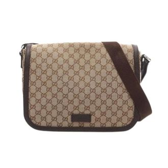 Gucci Pre-owned Cross Body Bags, female, Brown, Size: ONE SIZE Pre-owned GG Canvas Fabric Leather Shoulder Bag