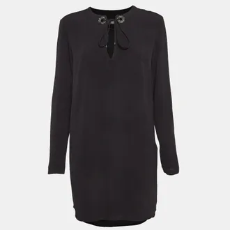 Sandro Black Black Crystal Embellished Crepe Tunic Dress