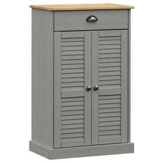 Berkfield Home Shoe Cabinet VIGO Grey 60x35x96 cm Solid Wood Pine | Size: 60 x 35 x 96 cm
