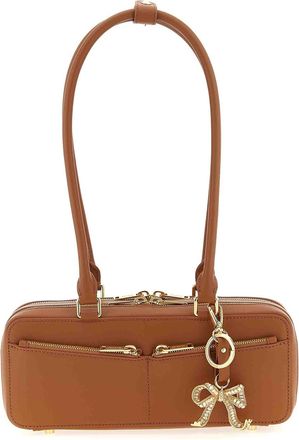 Self Portrait Tan Leather Baguette With Charm Shoulder Bag