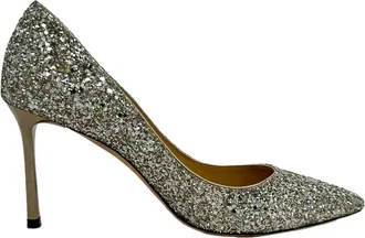 Jimmy Choo London Jimmy Choo Romy 85 glitterpumps in zilverkleurig leer