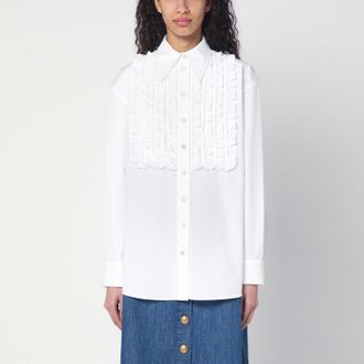 Valentino Camicia bianca in cotone con volant