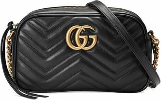 Gucci GG Marmont Small Matelass&eacute; Shoulder Tas - Dames - Schoudertassen - Zwart - ONE Size - Leer - Tassen