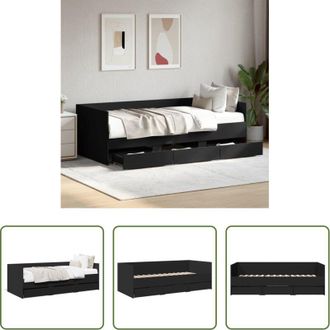 vidaXL Cassetti - Divano Letto con Cassetti senza Materasso Nero 90x200 cm