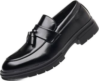 Generic Mens Slip On Dress Loafers Brogue Tassel Style Breathable Comfortable Business Casual Leather Look Shoes Soft Flexible Sole Fashion Footwear for Offic