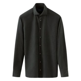 Eton Flanellen Overhemd Donkergroen Lange Mouw - Heren - Casual Overhemden - Grijs - 2XL - Katoen - Overhemden