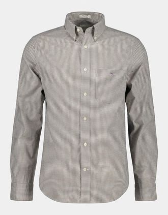GANT Mens GANT Mens Regular Fit Classic Poplin Gingham Shirt - 423 Persian Blue - Grey - Size: 40/Regular