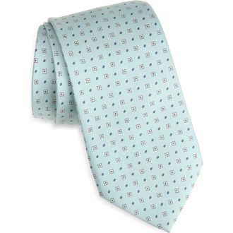 Canali Medallion Silk Tie in Light Green at Nordstrom