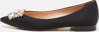 Gina Black Satin Crystal Embellished Ballet Flats