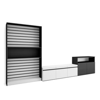 Skraut Home Skraut Home - Muebles De Sal&oacute;n Para Tv, Conjunto De Muebles Comedor, 360x186x35cm, Para Tv Hasta 65, Mueble Televisi&oacute;n, Estilo Moderno, Blanco Y Negro
