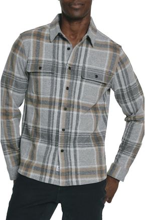 7 Diamonds Generation Plaid Stretch Flannel Button-Up Overshirt in Grey at Nordstrom, Size Xx-Large