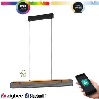 Eglo Eglo - Sospensione Contemporanea Kokomo-Z Metallo Nero Legno 1 Luce Led 34W