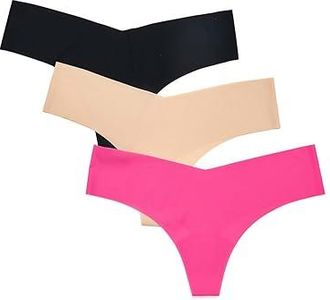 Commando 3 Pack Invisible Rib Thongs Womens Underwear Pack, Elastane/Nylon