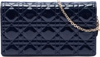 Dior Pre-owned Vintage Quilted Patent Crossbody - Dames - Vintage Clutch - Blauw - ONE Size - Leer - Vintage