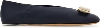 Ferragamo Vara bow ballerina shoes - women - Kid Leather/Lambskin/Goat Skin/Calf Leather - 10.5C - Blue