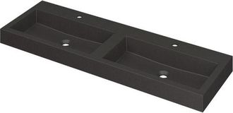 Bernacchini Momento wastafel - 140x45x9cm - 2 wasbakken - 2 kraangaten - Quartz zwart