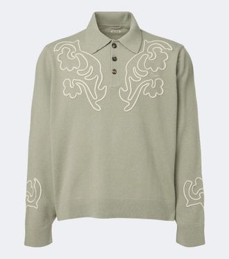 Bode Blaze embroidered wool polo sweater