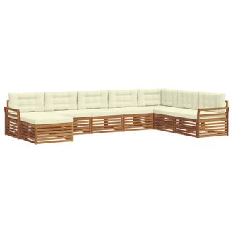 vidaXL Conjunto De Sof&aacute;s De Exterior Con Coj&iacute;n 8 Pcs Natural Y Crema Vidaxl