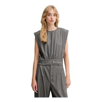 Gestuz Overhemden, Dames, Grijs, L, Polyester, Blouse met riem