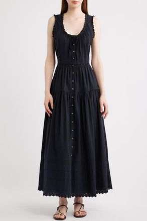 D&ocirc;en Hortense Organic Cotton Midi Dress in Black at Nordstrom, Size Xx-Small