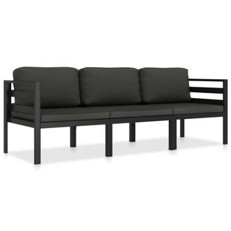 vidaXL Set Muebles De Jard&iacute;n 3 Pzas Y Cojines Aluminio Gris Antracita Vidaxl