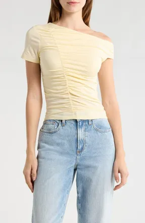 Elodie Ruched Asymmetric Top in Yellow at Nordstrom Rack, Size X-Small