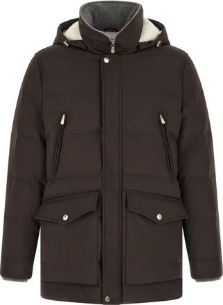 Brunello Cucinelli Brown Quilted Hood Jackets