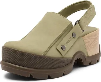 Sorel RoamN Clog RBR Womens Shoes Dusty Twill/Gum : 10.5 B - Medium, Leather