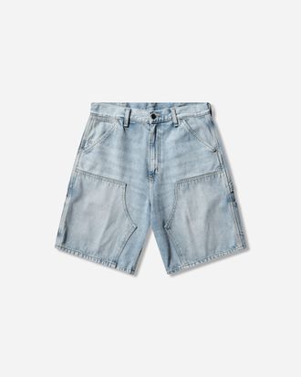 Carhartt Work in Progress Men s Double Knee Shorts Blue (Stone Washed)